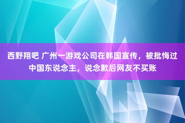 西野翔吧 广州一游戏公司在韩国宣传，被批悔过中国东说念主，说念歉后网友不买账